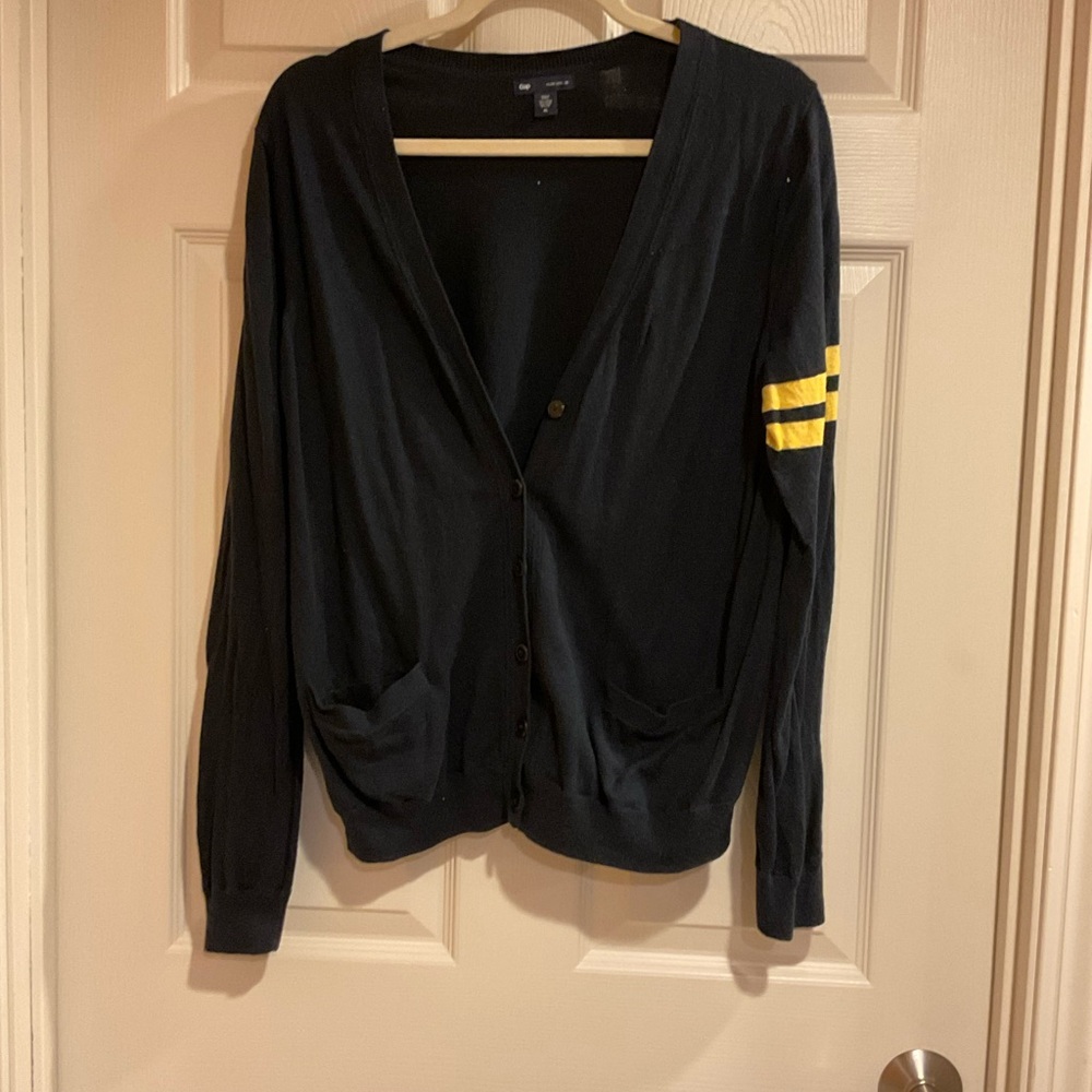 GAP Blue Cardigan with Yellow Stripes